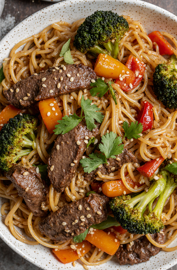 ultra-realistic_4k_top-down_food_photography_of_stir-fried_noodles_with_thin_strips_of_beef_and_fre_6bkes6zmt9qkzrjgi6xo_0